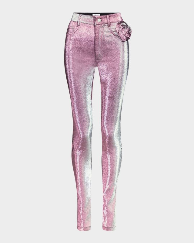 Rosette Metallic Stretch Lame Leggings